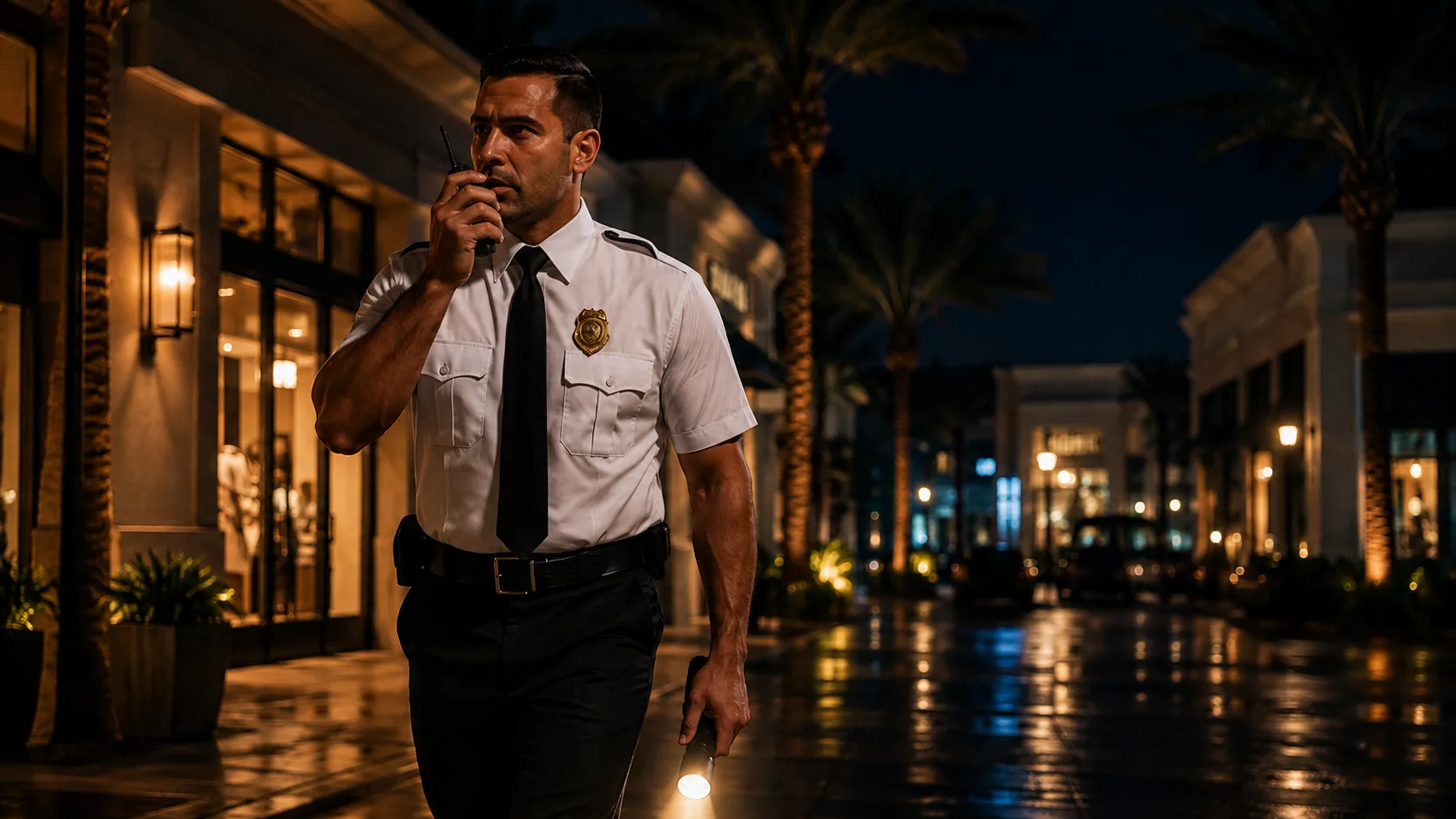 Officer responding by radio at a commercial property.